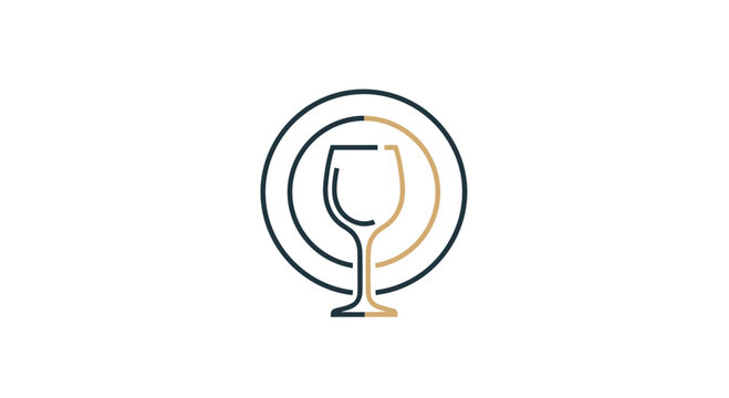 Elegant Wine Glass And Plate Logo Design Perfect for Restaurants and Beverage Services
