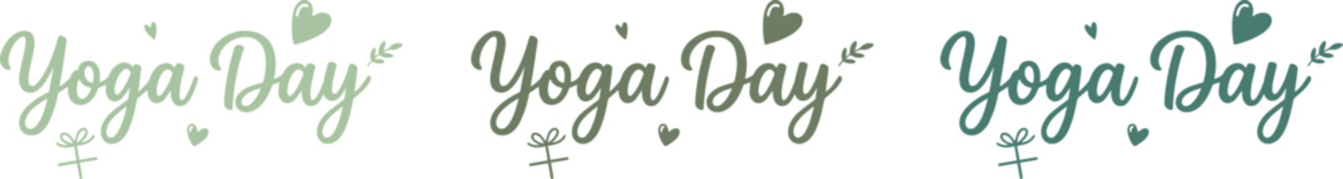 Yoga day logos with hearts and leaves