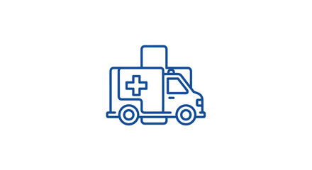 Fototapeta premium Emergency Medical Transport Symbol: Outline of an Ambulance Representing Urgent Care and Aid