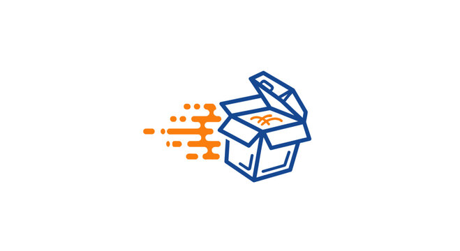 Express Delivery Packaging Illustrated In Vector Graphics With Speed Lines And Modern Style