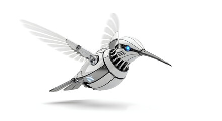 Fototapeta premium Robot Bird With A Metal Body And Wings