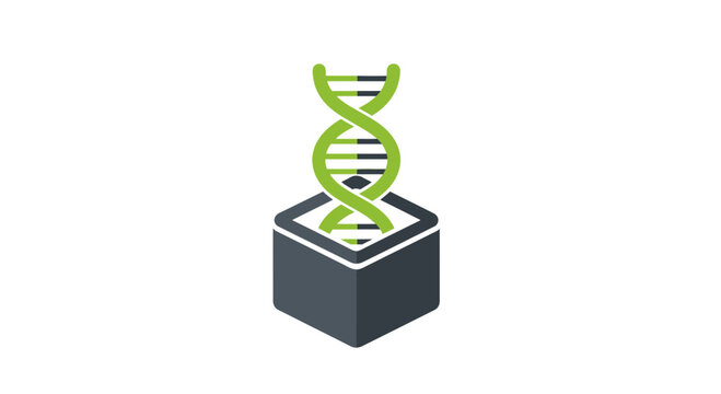 Genetic Code Design Within a Modern Cube, Biological Concept Illustration Graphic