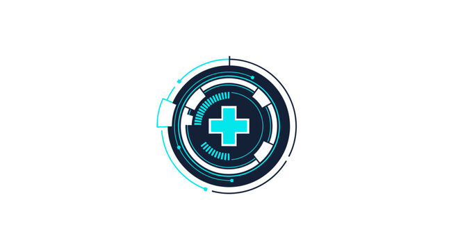 Futuristic Medical Cross Symbol Design for Healthcare, Digital Technologies, and Innovation.