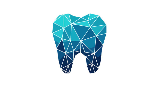 Geometric Tooth Design With Blue Shades, Modern Dental Art And Healthy Oral Presentation