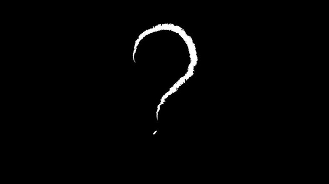 White Chalk Question Mark on Black Background Inquiry Symbol