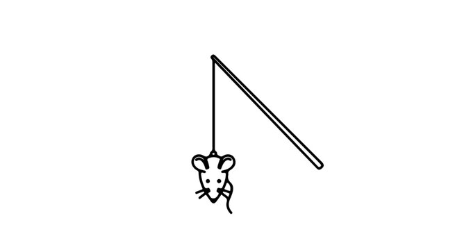 Cat teaser toy with mouse icon