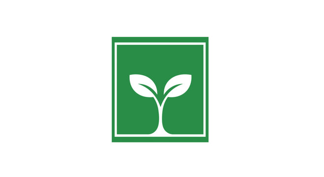 Green Sprout Logo in a Square Frame, Promoting Growth, Ecology and Sustainability