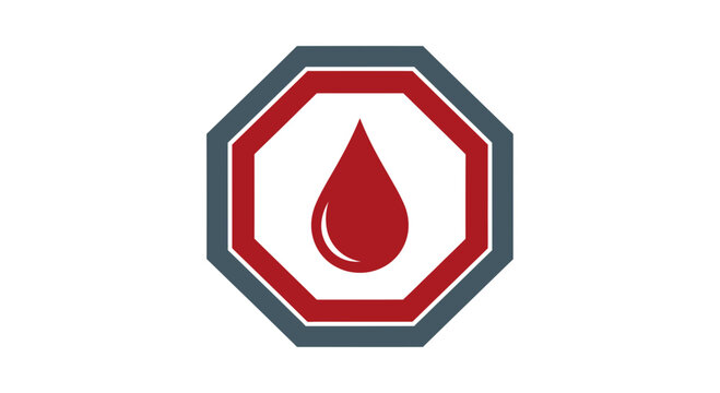 Graphic Representation of Blood Drop Within a Stop Sign Shape, Symbolism, and Medical Focus