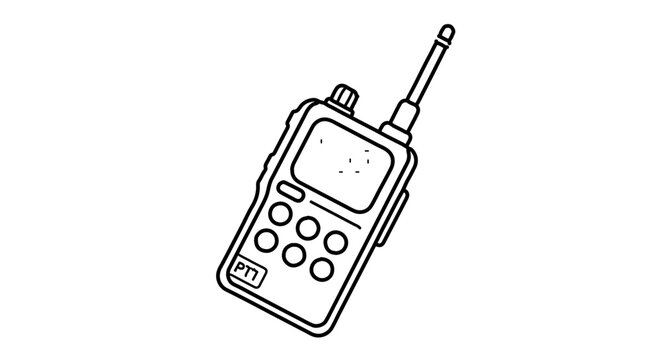 Walkietalkie radio line art icon, portable twoway communication device