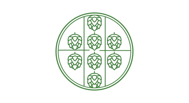 Green Hop Cones Design Inside Circular Frame Logo Suitable Beverage Industry