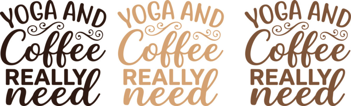 Yoga and coffee typography designs