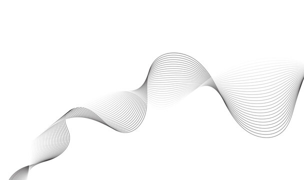 Abstract Flowing Wave Ribbon Vector, Elegant White Minimalist Wavy Line Design, Modern Smooth Gradient Background 
