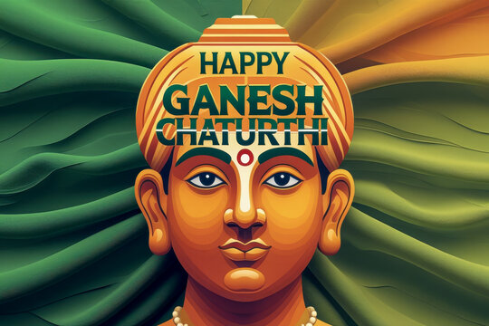 Banner poster greeting card with traditional Hindu holiday in India Ganesh Chaturthi AI Generative