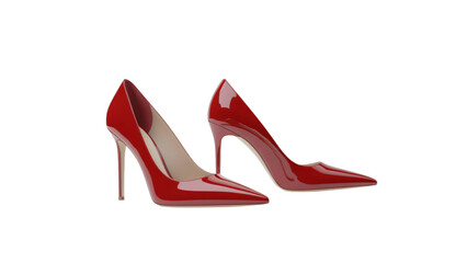 Red high-heeled shoes with stiletto heels standing upright Vector © MDHASEN