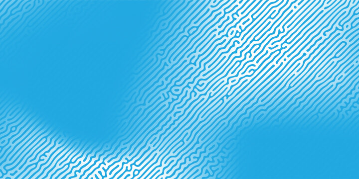 Digital cyber security wallpaper displaying complex blue organic line code matrix resembling human fingerprint, creative illustration