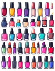 Obraz premium Colorful nail polish bottles arranged neatly.