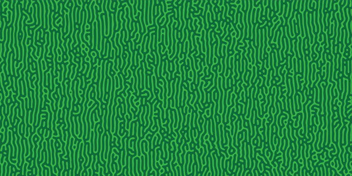 Futuristic biotech presentation background featuring bright green neural network style generative turing grid, dynamic background