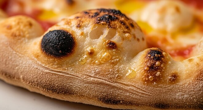 Delicious Italian pizza crust closeup.