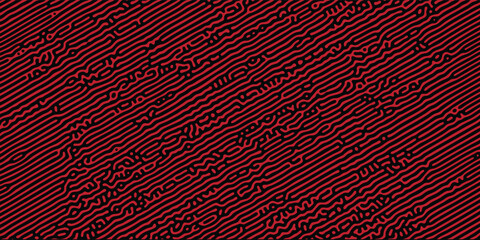 Trendy dark red tactical camouflage pattern with seamless organic maze lines for modern clothing fabric print, background design © MOH