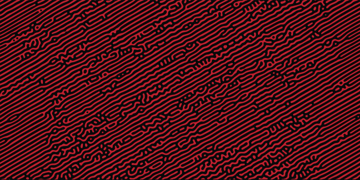 Trendy dark red tactical camouflage pattern with seamless organic maze lines for modern clothing fabric print, background design