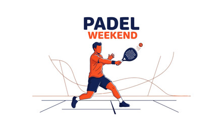 Fototapeta premium Dynamic Padel Weekend Illustration Depicting Active Game Play For Sports Enthusiasts
