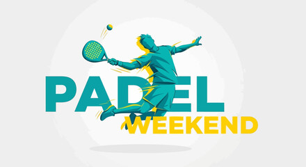 Fototapeta premium Dynamic Padel Weekend Illustration Depicting Player Action with Vibrant Style and Design