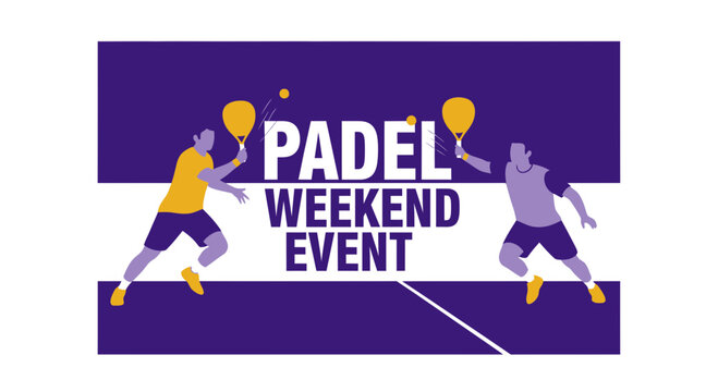 Dynamic Padel Weekend Event Poster Featuring Two Players Playing a Sport with Graphic Style
