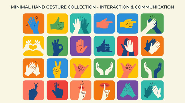 Minimal hand gesture collection icons.