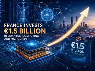 Fototapeta premium France Invests In Quantum Computing And Microchip Growth Concept