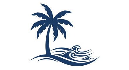 Obraz premium Tropical Palm Tree Silhouette with Ocean Waves