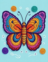 Colorful Butterfly with Decorative Patterns.