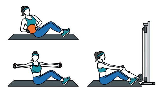 Woman Fitness Exercise Routine Vector Illustration