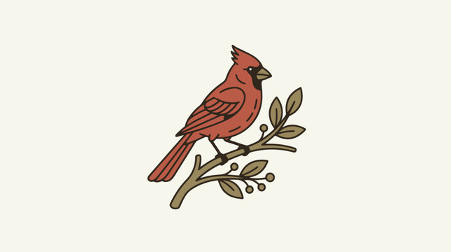 Northern Cardinal Bird Vector Illustration