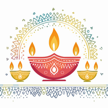Diwali Lamps and Mandala Decoration