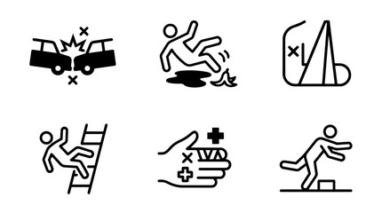 Obraz premium Accident and Safety Hazard Icons Collection. Vector