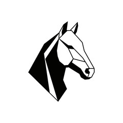 Obraz premium Geometric Horse Head Silhouette - Minimalist Black and White Design