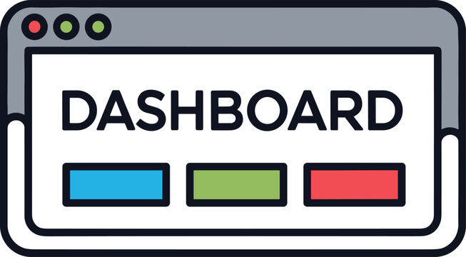 Dashboard interface with colored rectangles and circular indicators flat vector illustration application