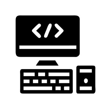 Computer programming icon, coding development symbol