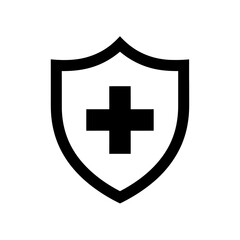 Fototapeta premium Medical Cross Shield Icon: Protection and Healthcare Symbol
