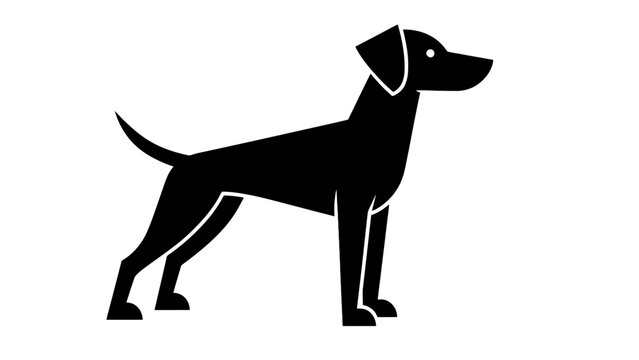 Minimalist Black Silhouette Vector Illustration of a Standing Pointer Dog Breed Isolated 