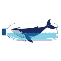A vector illustration of a whale trapped inside a plastic bottle with water © Purnomo Semlirick