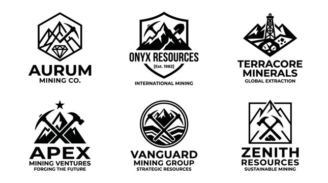 Creative Coal Mining Industry Logo Featuring Strong Worker Character for Heavy Equipment Business