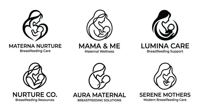 Creative Mother and Baby Nursing Logo with Love and Care Concept for Parenting Business
