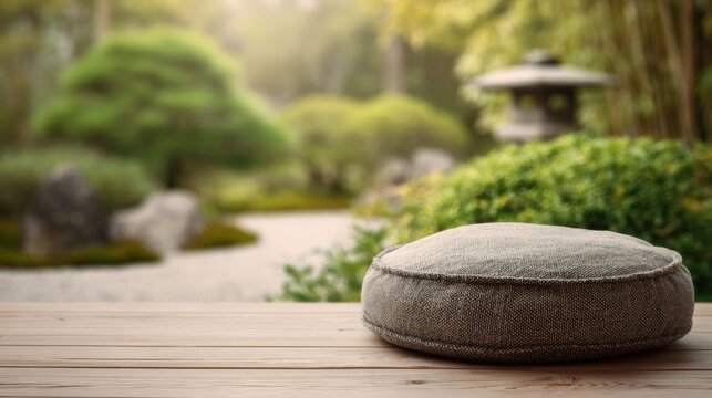 Calm restful space. Peaceful setting with natural elements. Serene environment featuring moss and smooth stones. Quiet meditation area with gentle lighting and tranquil surroundings