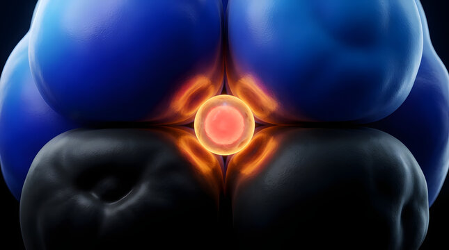 Atomic Structure Glow: An abstract visualization of an atom, showcasing the vibrant nucleus surrounded by orbiting electrons, pulsating with energy and radiating a soft glow.