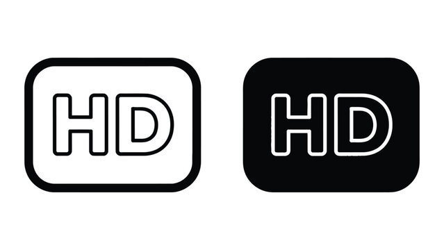 HD icon set in outline and solid glyph style vector