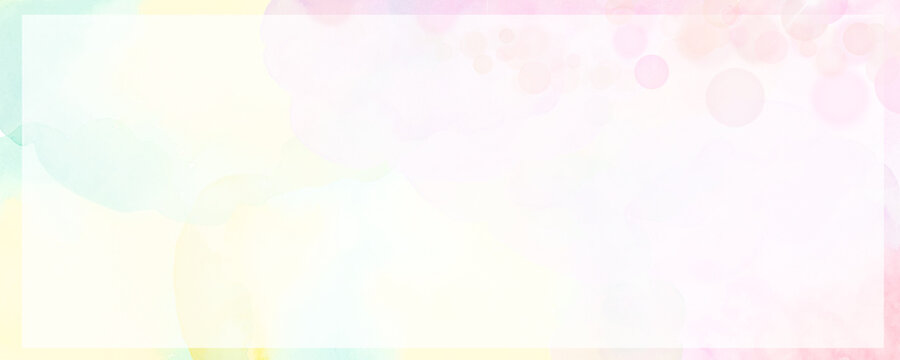 パステルグリーンとピンクの水彩絵の具で描いた花びらの背景