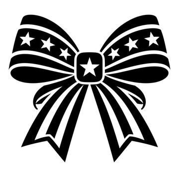 Black and white ribbon bow with stars and stripes pattern