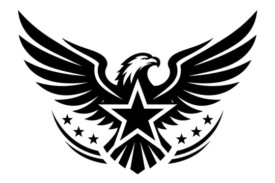 Black eagle emblem with star symbol and spread wings