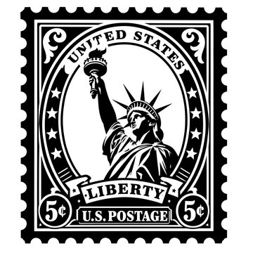 Vintage united states postage stamp with statue of liberty